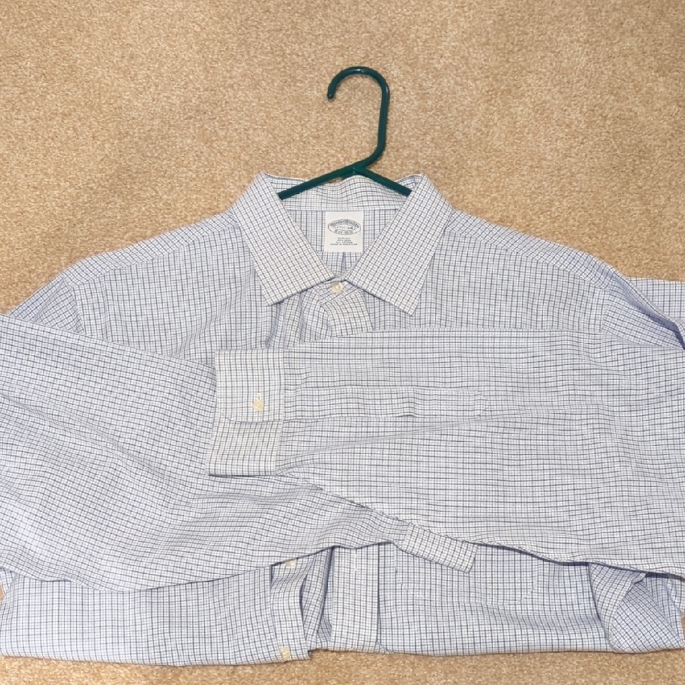 Brooks Brothers Blue and White Check Dress Shirt